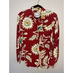 Vintage 90s Z Cavaricci Long Sleeve Top Western Floral Print Stars Medium